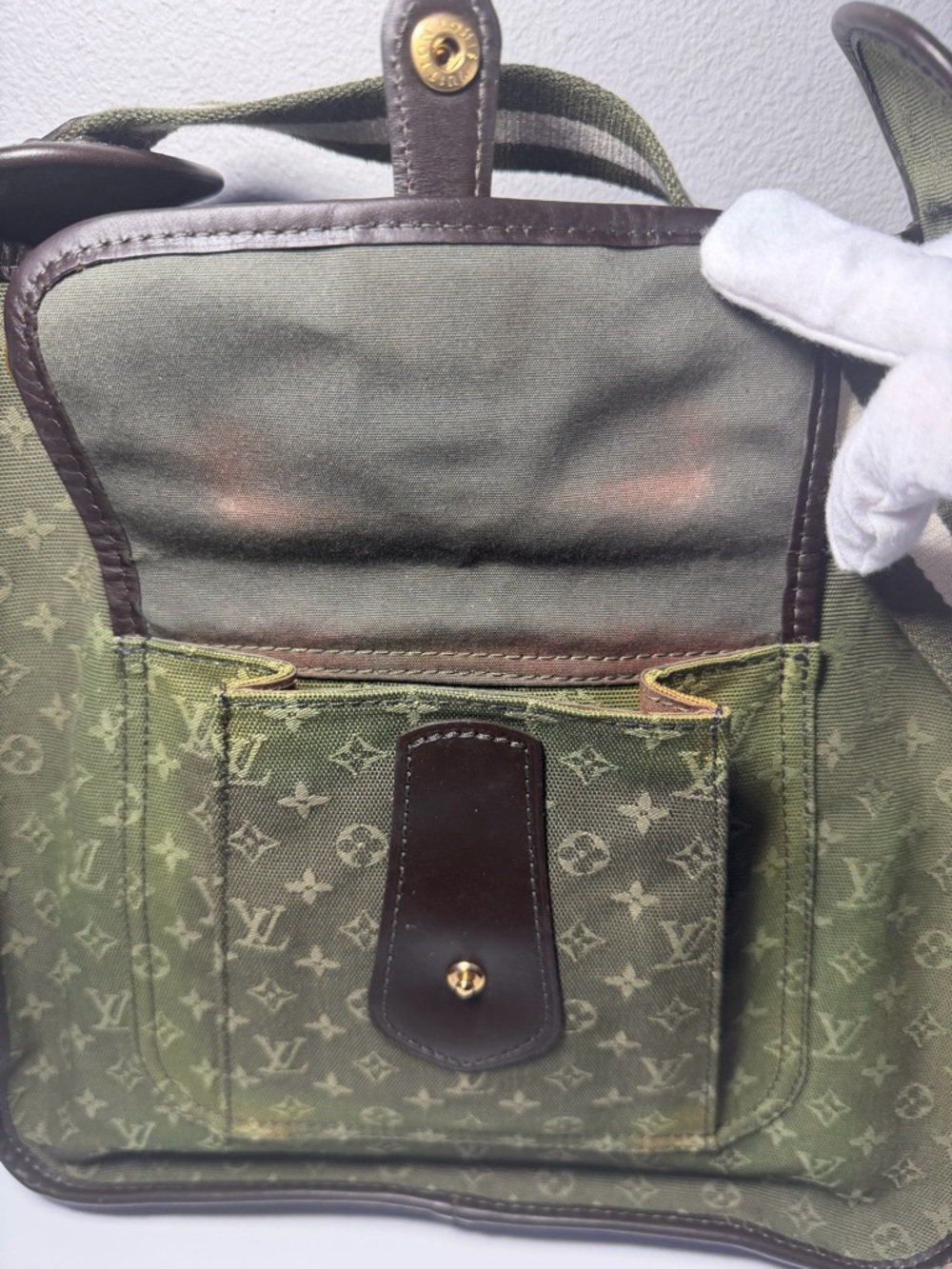 Louis Vuitton Mini Lin Monogram Shoulder Bag in Olive Green - Picture 11 of 17